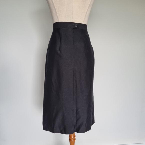 Fletcher Jones Black Wool Blend Midi Pencil Skirt Vintage 90s Size 16 - Picture 5 of 11